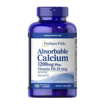 Puritan's Pride Absorbable Calcium 1200 mg Plus Vitamin D3 25 mcg (100 softgels) 09860-01 фото