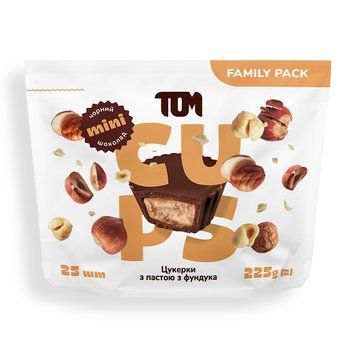 TOM peanut butter Цукерки з пастою фундука чорний шоколад - Family Pack (225 g) 21475-01 фото