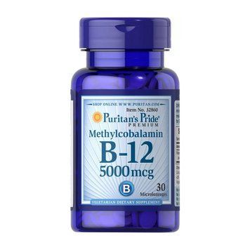 Puritan's Pride B-12 5000 mcg Methylcobalamin (30 microlozengels) 19223-01 фото