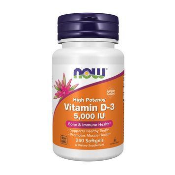 NOW Vitamin D-3 5000 IU (240 softgels) 08439-01 фото