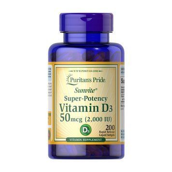 Puritan's Pride Vitamin D3 50 mcg (2,000 IU) (200 softgels) 09095-01 фото