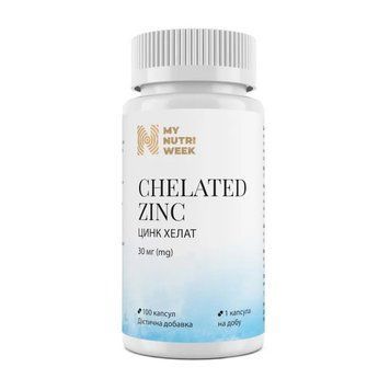 My Nutri Week Chelated Zinc 30 mg (100 caps) 24183-01 фото