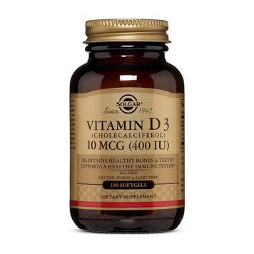 Solgar Vitamin D3 10 mcg (400 IU) (100 softgels) 11076-01 фото
