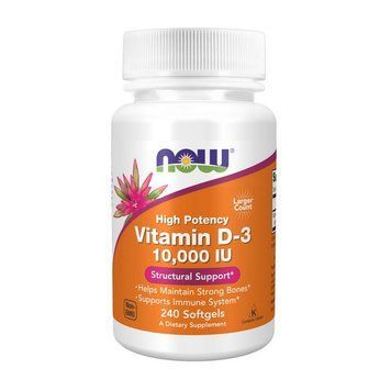 NOW Vitamin D-3 250 mcg (10,000 IU) (240 softgels) 21178-01 фото