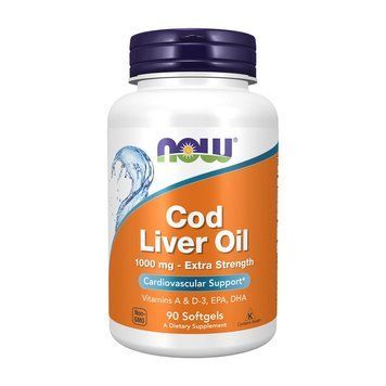 NOW Cod Liver Oil 1000 mg extra strength (90 softgels) 08002-01 фото