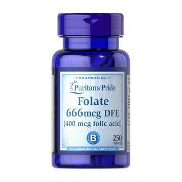 Puritan's Pride Folate 666 mcg DFE (Folic Acid 400 mcg) (250 tablet) 08828-01 фото