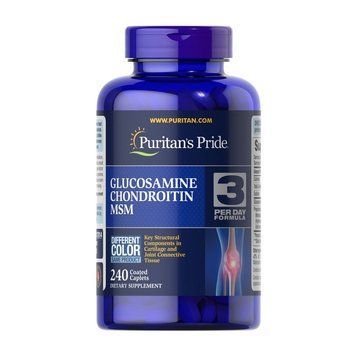 Puritan's Pride Double Strength Glucosamine, Chondroitin & MSM (240 caplets) 09101-01 фото