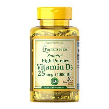 Puritan's Pride Vitamin D3 25 mcg (1000 IU) (200 softgels) 09267-01 фото