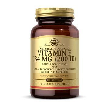 Solgar Vitamin E 134 mg natural (200 IU) alpha tocopherol (100 softgels) 19054-01 фото