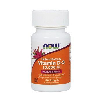 NOW Vitamin D-3 250 mcg (10,000 IU) (120 softgels) 09306-01 фото