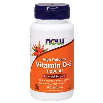NOW Vitamin D-3 25 mcg (1000 IU) (180 softgels) 07599-01 фото