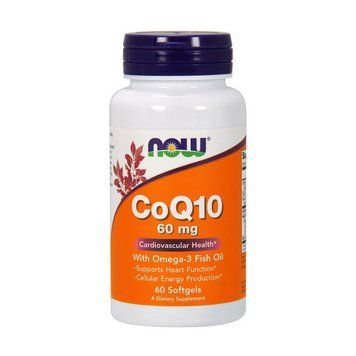 NOW CoQ10 60 mg with Omega-3 (60 softgels) 09505-01 фото