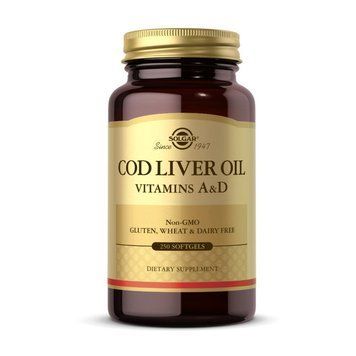 Solgar COD Liver Oil Vitamins A & D (термін до 28.10.2025) (250 softgels) 19084-01_T001943 фото