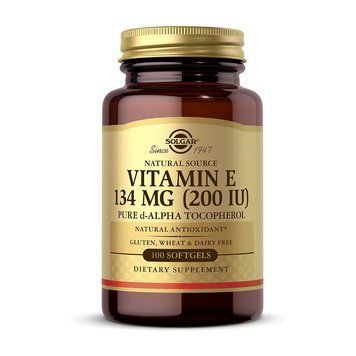 Solgar Vitamin E 134 mg natural (200 IU) pure d-alpha tocopherol (100 softgels) 20297-01 фото