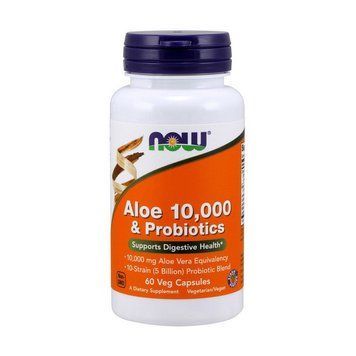 NOW Aloe 10,000 & Probiotics (60 veg caps) 09441-01 фото
